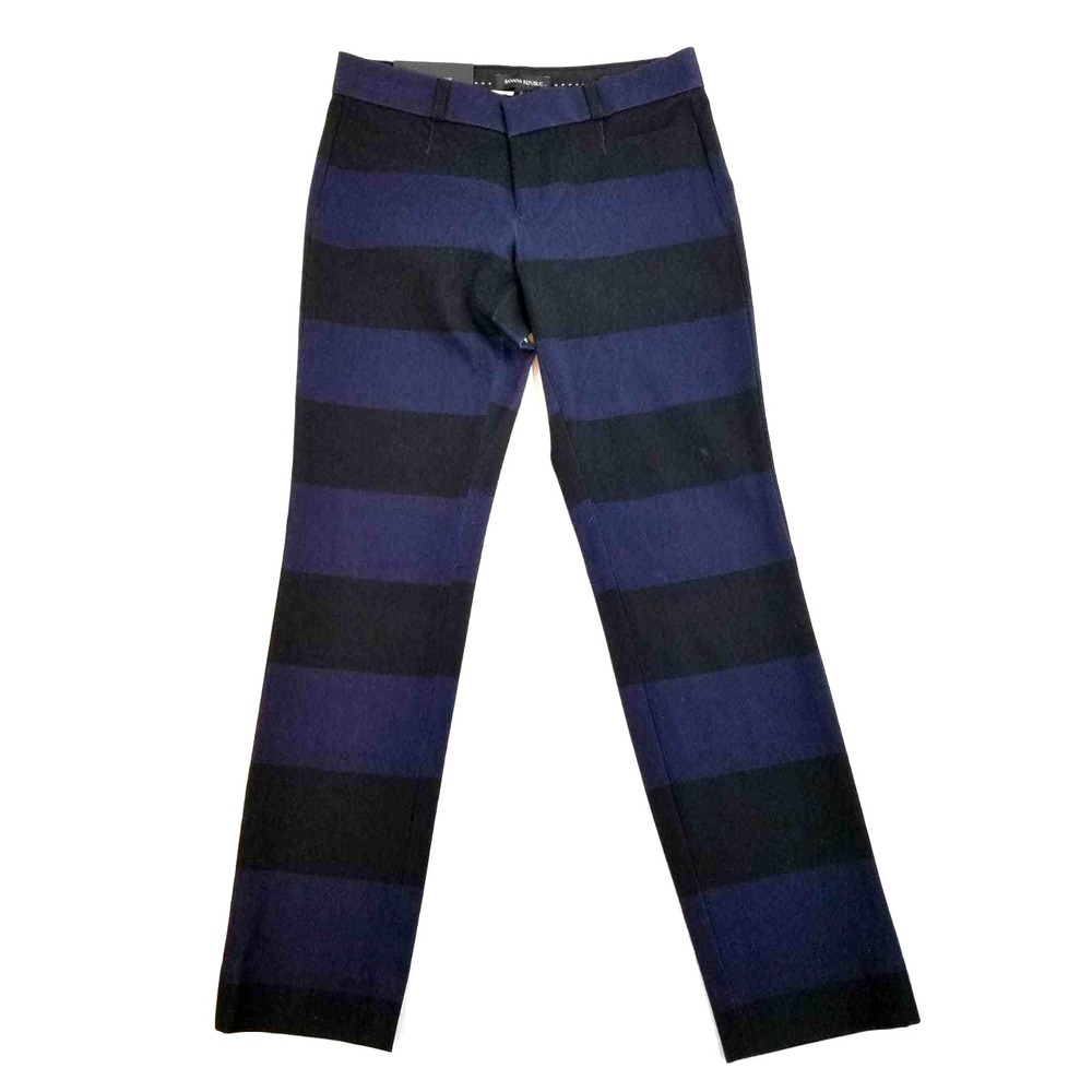 Banana Republic Sloan Skinny Ankle Pants Blue Black Striped 281574-00-1 Size 2